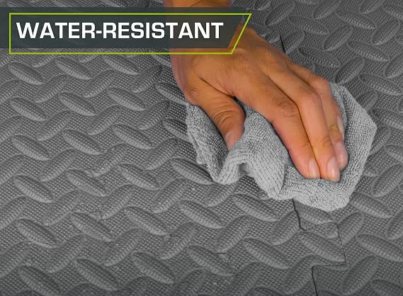 Interlocking EVA Foam Exercise Mat Tiles, 1/2" Thick, Gray, 12-Pack, 48 Sq Ft